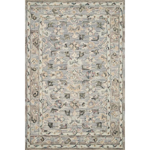 LOLOI II Beatty Light Blue/Multi 2 ft. 3 in. x 3 ft. 9 in. Traditional 100% Wool Area Rug