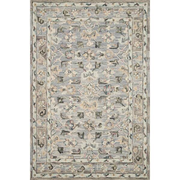 LOLOI II Beatty Light Blue/Multi 2 ft. 6 in. x 7 ft. 6 in. Traditional 100% Wool Runner Rug