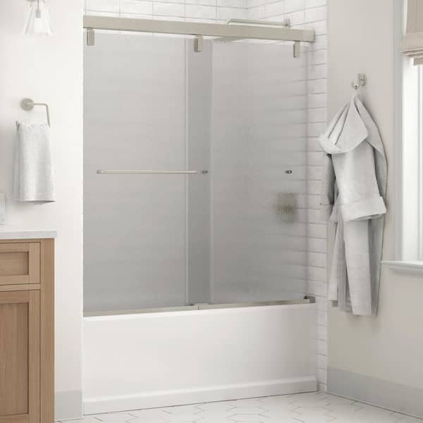 Delta Mod 60 in. x 59-1/4 in. Soft-Close Frameless Sliding Bathtub Door ...