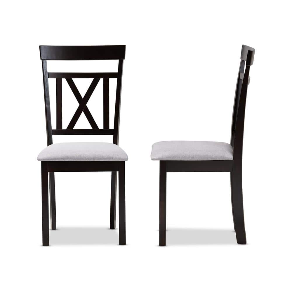 High Cross-Back Brown Leather Parsons Side Chair with Wood Frame