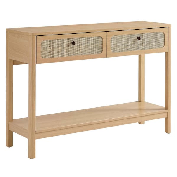 MODWAY Chaucer 14 in. in Oak Rectangle Wood Entryway Console Table