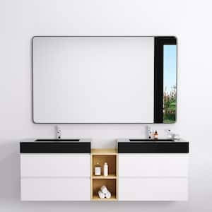 TUNE 60 in. W x 36 in. H Rectangular Black Framed Wall Mount Bathroom Vanity Mirror