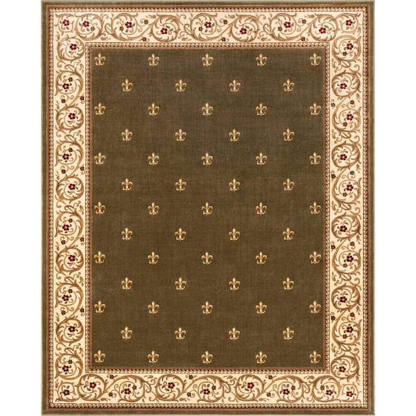 Barclay Fleur De Lis Elegance Traditional Oriental, Green 5 ft. 3 in. x 7 ft. in., Area Rug