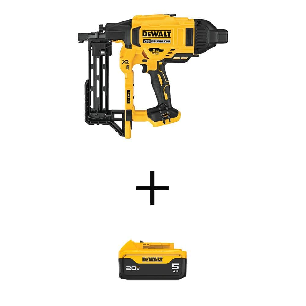 DEWALT 20V Maximum 9 Gauge Cordless Fencing Stapler with 20V Maximum Premium Lithium Ion 5.0Ah Battery Pack DCFS950BWB205 The Home Depot