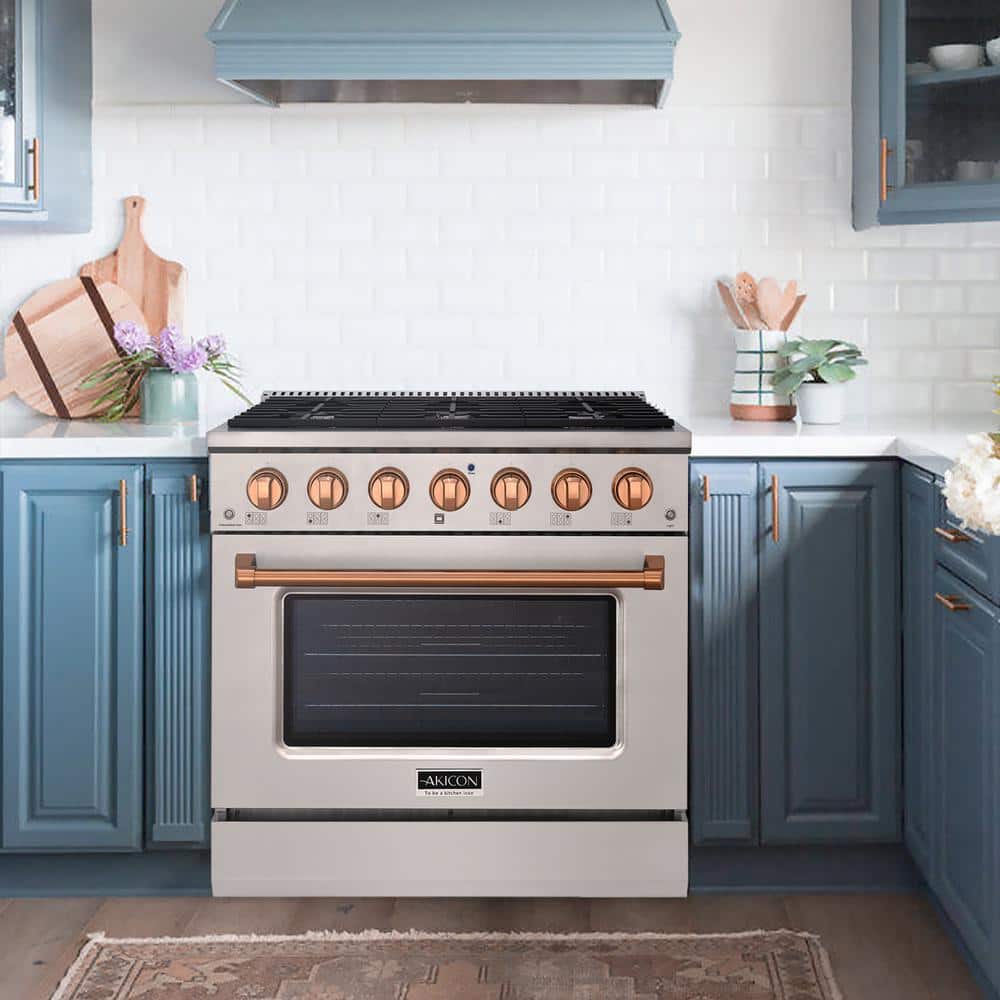 Akicon 36" Stainless Steel Convection Gas Range with 6 Burners