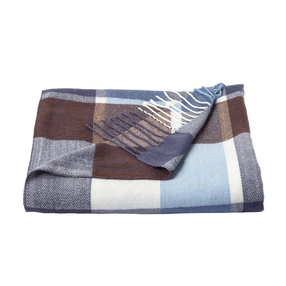 Lavish Home Allure Blue and Brown Throw Blanket