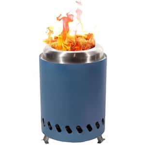 8 in. H x 5.5 in. Dia Stainless Steel Tabletop Smokeless Fire Pit - Blue