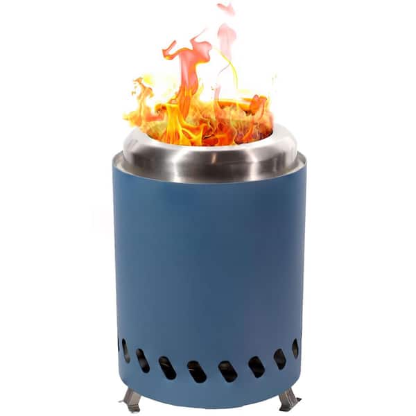 Sunnydaze 8 in. H x 5.5 in. Dia Stainless Steel Tabletop Smokeless Fire Pit - Blue