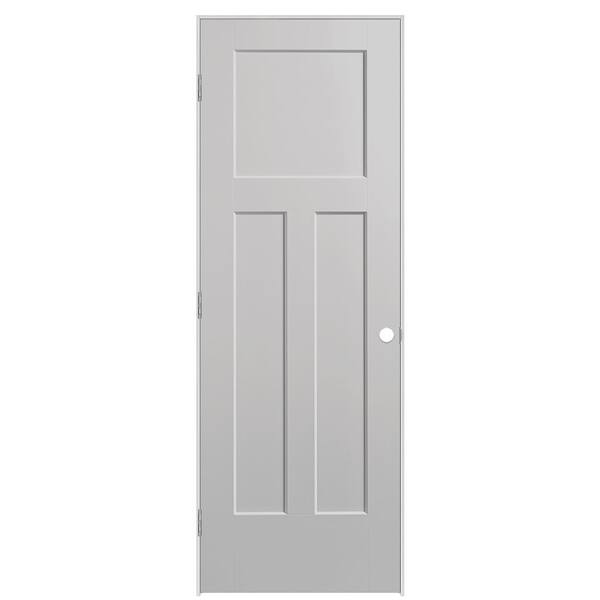 Masonite 28 in. x 80 in. 3-Panel Winslow Right-Hand Solid Core Silver Bullet Molded Composite Single Prehung Interior Door