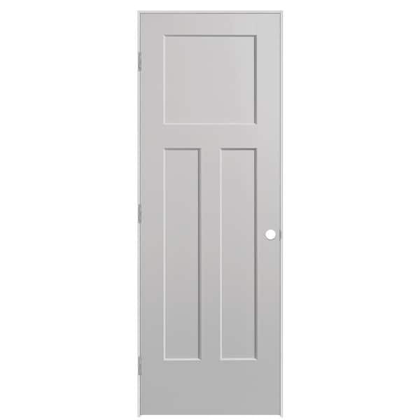 Masonite 28 in. x 80 in. 3-Panel Winslow Right-Hand Hollow Core Silver Bullet Molded Composite Single Prehung Interior Door
