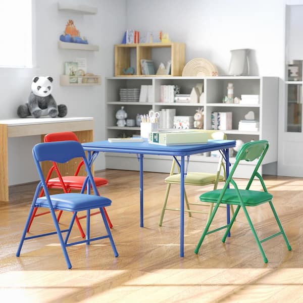 Carnegy Avenue Mindy Blue Kids 5-Piece Folding Table and Chair Set