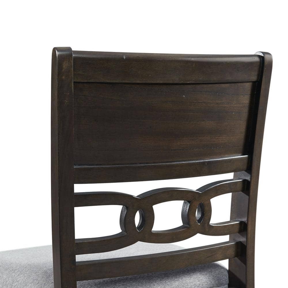 Luxe Gray Upholstered Ladderback Counter Height Side Chair Set in Walnut