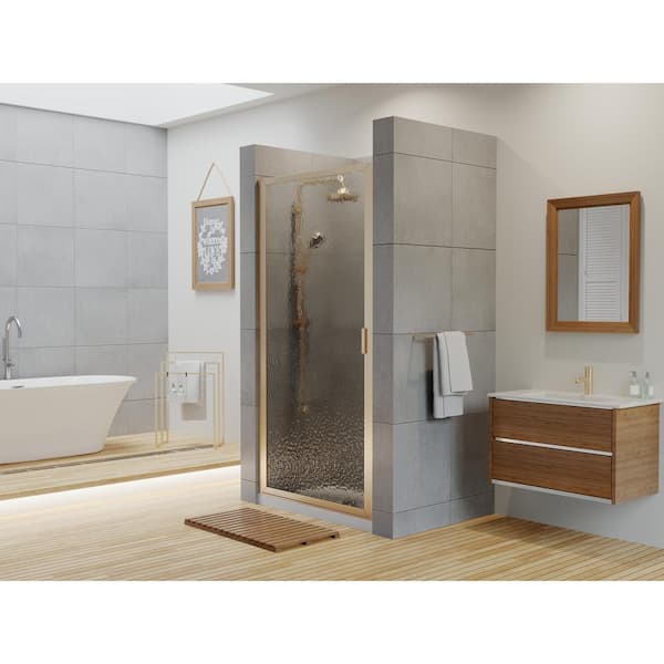 Coastal Shower Doors Paragon 32 in. to 32.75 in. x 70 in. Framed Continuous Hinged Shower Door in Brushed Nickel with Aquatex Glass