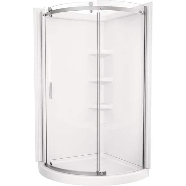 38'' Round Corner Shower Base in High Gloss White B711917-3838-WH