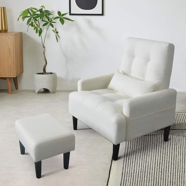 MM MODERN MUSE Adjustable Fabric Tufted Cushion Back Grey Recliner Chair With Ottoman, Lumbar Pillow And Side Pocket