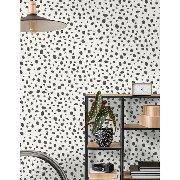 Dalmatian Spot Dog Dotty Print - Pink & Black 12941 - Holden Decor  Wallpaper 