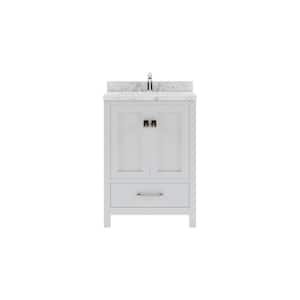 Caroline Avenue 24 in. W x 22 in. D x 35 in. H Single Sink Bath Vanity in White with Quartz Top