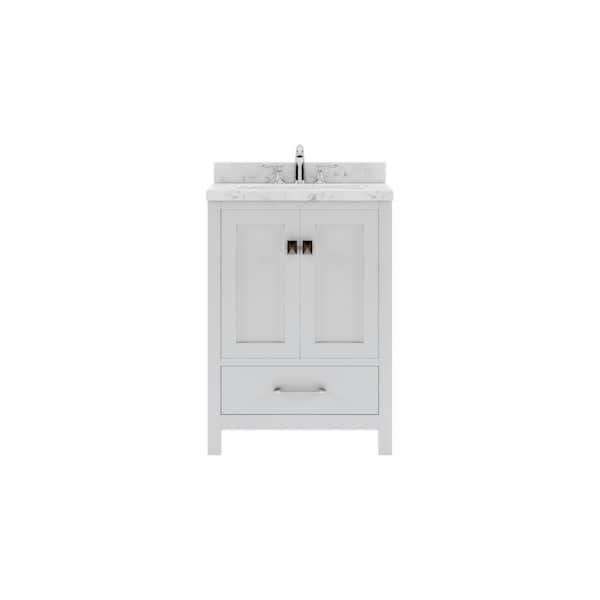 Virtu USA Caroline Avenue 24 in. W x 22 in. D x 35 in. H Single Sink Bath Vanity in White with Quartz Top