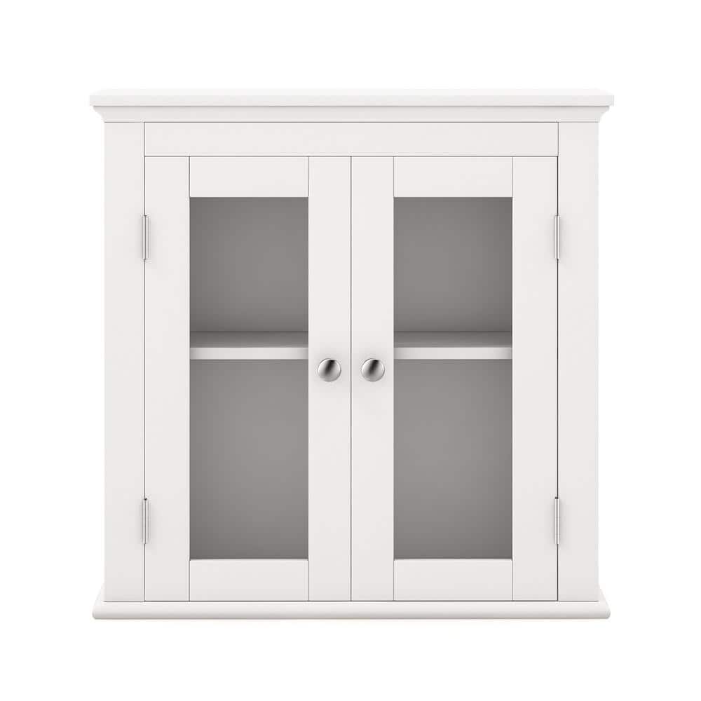 20 in. W x 6.5 in. D x 20 in. H Bathroom Storage Wall Cabinet with Tempered Glass and Adjustable Shelf in White price history on PriceWatchPro