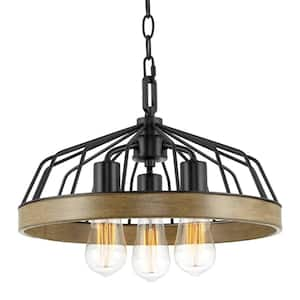 Fairview 60-Watt 3-Light Black Farmhouse Pendant Light, No Bulb Included