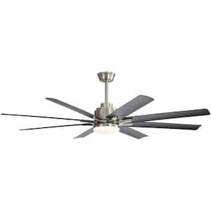 66 in. Indoor/Outdoor Nickel Smart Ceiling Fan with LED Light and Remote App Control