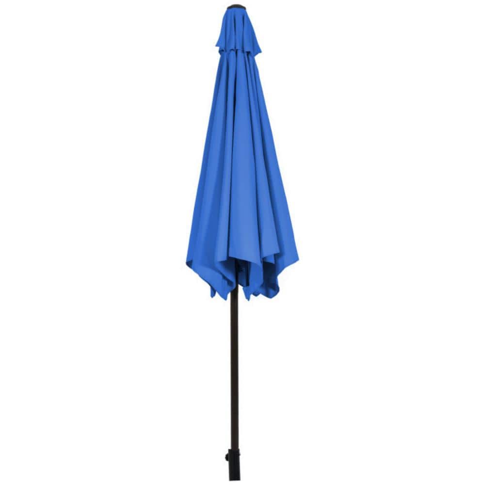 10 ft Blue Steel Patio Umbrella with Tilt and Crank