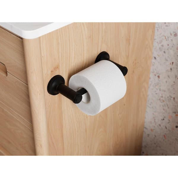 Briscoe Wall Mounted Double Post Pivot Toilet Paper Holder in Spot Defense Matte Black