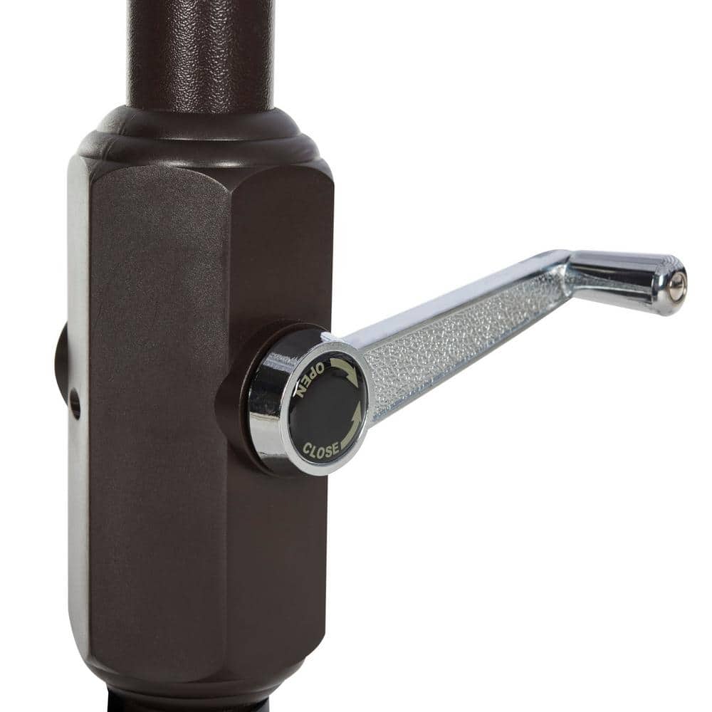 Vienna 7.5 Ft Square Beige and Gray Crank Umbrella with Aluminum Frame