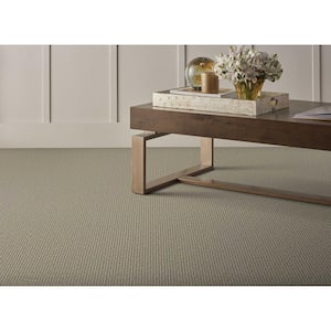Hampton Rib - Cobblestone - Beige 13.2 ft. 32 oz. Wool Loop Installed Carpet