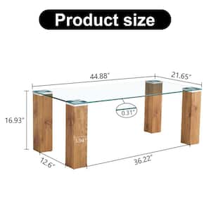 Modern 44.88 in. Transparent Rectangle Glass Coffee Table