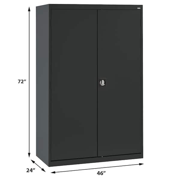 Elite Series ( 46 in. W x 72 in. H x 24 in. D ) Welded Steel Wardrobe Freestanding Cabinet in Black