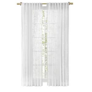 Sheer Blossom White 55 in. W x 63 in. Rod Pocket with Back Tab Sheer Panel