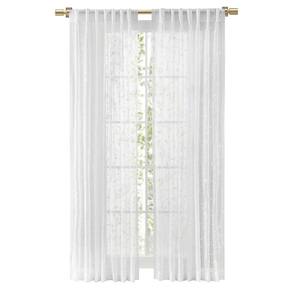 Sheer Blossom White 55 in. W x 84 in. Rod Pocket with Back Tab Sheer Panel