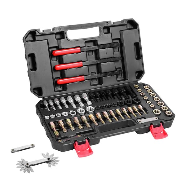 61-Piece Thread Chaser Set, UNC UNF and Metric Thread Restorer Tool, Rethreading Tool Kit with 28-Taps 28-Dies 3 -Files