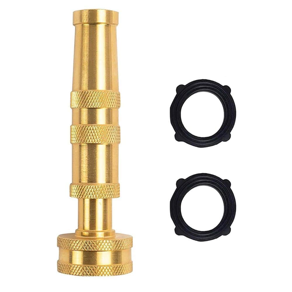"Heavy Duty Solid Brass 3/4"" GHT Adjustable Twist Hose Nozzle with 2 Garden Hose Rubber Washers for Watering" price history on PriceWatchPro