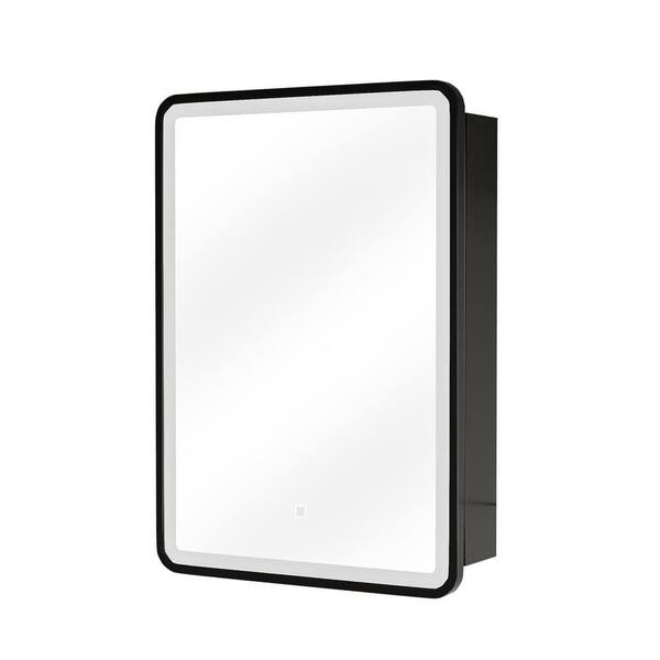 Black 20 in. W x 28 in. H Rectangular Aluminum Medicine with