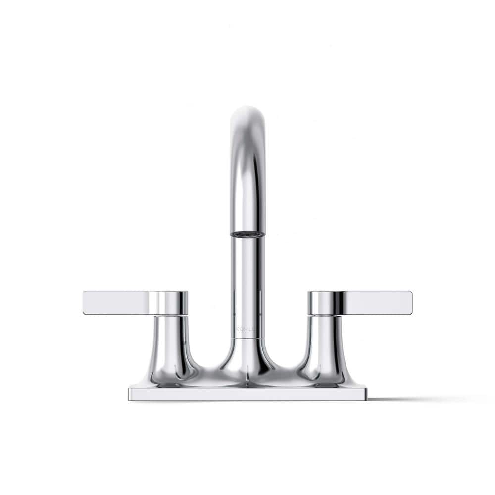 Polished Chrome Brass Centerset Bathroom Faucet with Lever Handles
