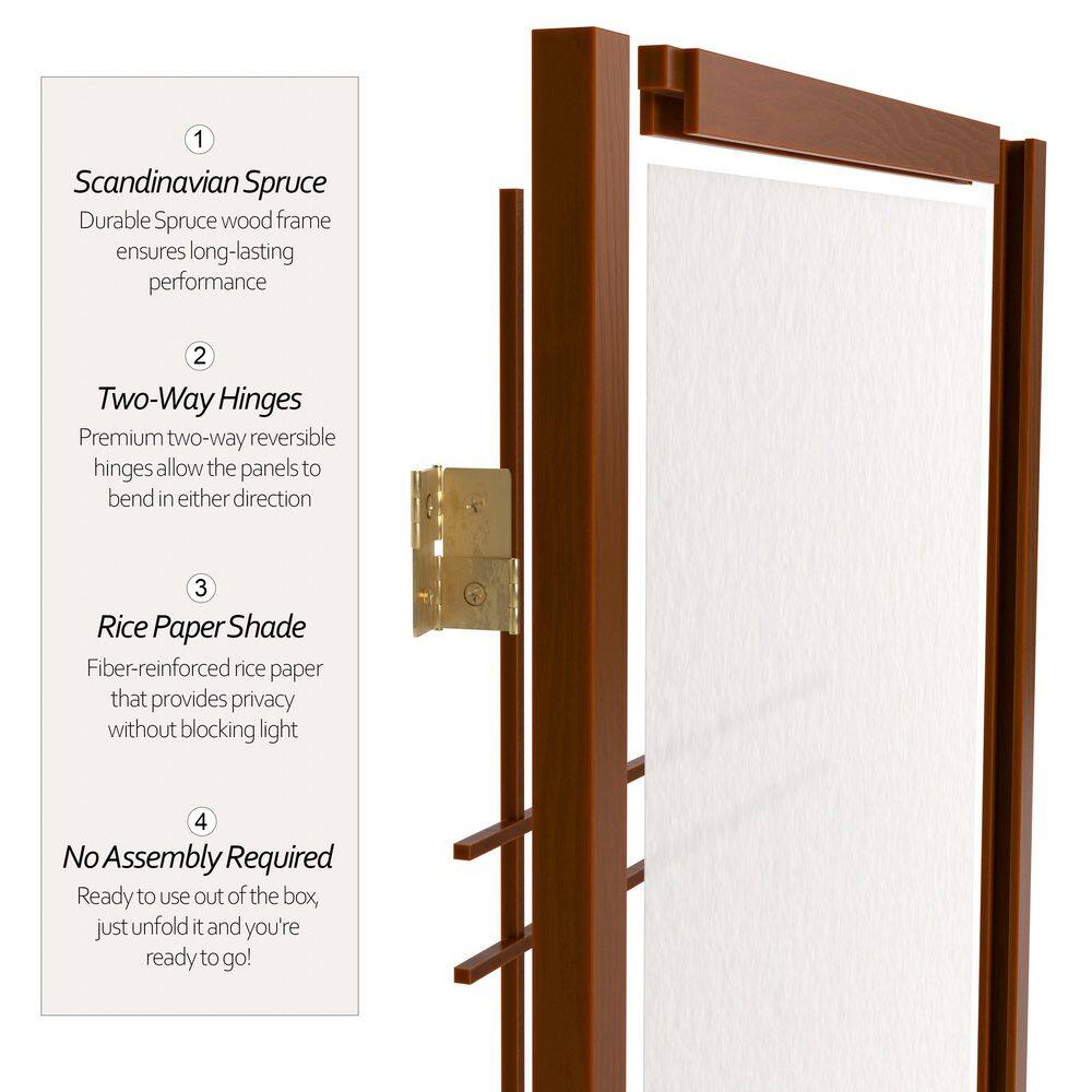 6 ft. Tall Walnut Shoji Screen with Double Cross Design
