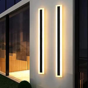1-Light 35 in. Black Modern Integrated LED Indoor/Outdoor Porch Light Wall Lantern Sconce
