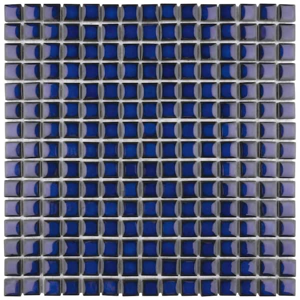 Merola Tile Hudson Edge Blue Eye 12-3/8 in. x 12-3/8 in. Porcelain Mosaic Tile (10.9 sq. ft./Case)