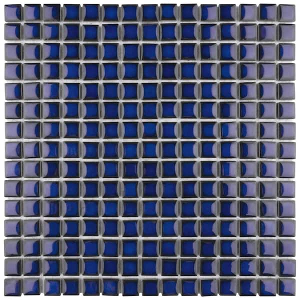 Hudson Edge Blue Eye 12 in. x 12 in. Porcelain Floor and Wall Mosaic Tile (10.6 sq. ft./Case)