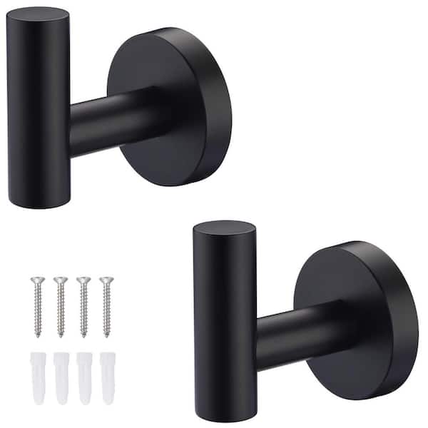 JimsMaison 2-Piece Wall Mounted J-Hook Robe/Towel Hook in Matte Black
