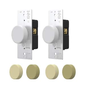 Rotary Dimmer Switch for Dimmable LED/CFL and Incandescent Bulbs, Single Pole/3-Way, White/Ivory/Almond (2-Pack)