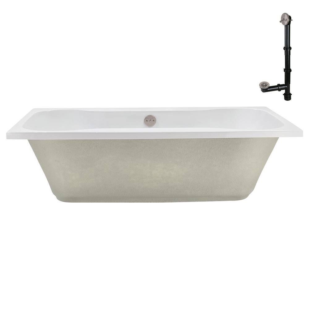 72'' x 36'' Glossy White Acrylic Soaking Drop-In Bathtub
