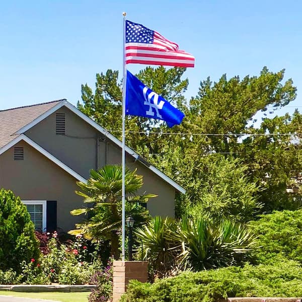 30 ft. Aluminum Telescopic Flag Pole Kit Flagpole 3 ft. x 5 ft. US Flag and Ball Top for Commercial Residential Outdoor