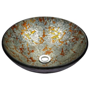 Stellar Series Deco-Glass Vessel Sink in Arctic Blaze