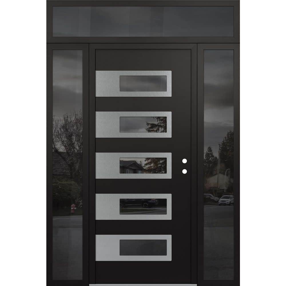 D3 60 in. x 96 in. Silver P Left-Hand/Inswing Mirrored Glass Black/Black 2 Sidelite+Transom Steel Prehung Front Door price history on PriceWatchPro