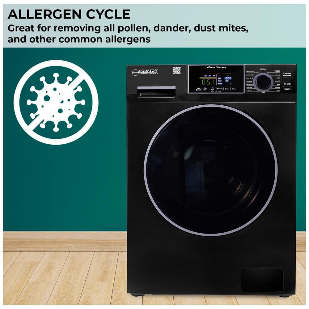 Equator Black 1.62 cu.ft. Front Load Washer with 16 Programs