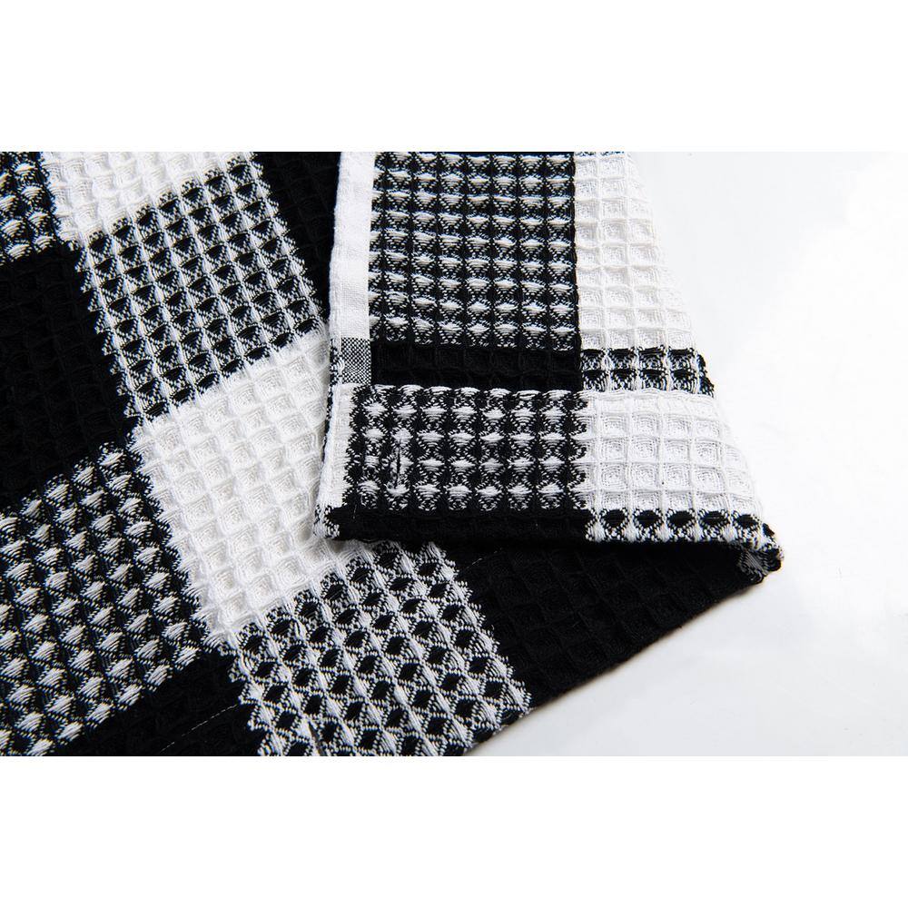 Imperial Black and White Cotton Checkered Shower Curtain with Liner