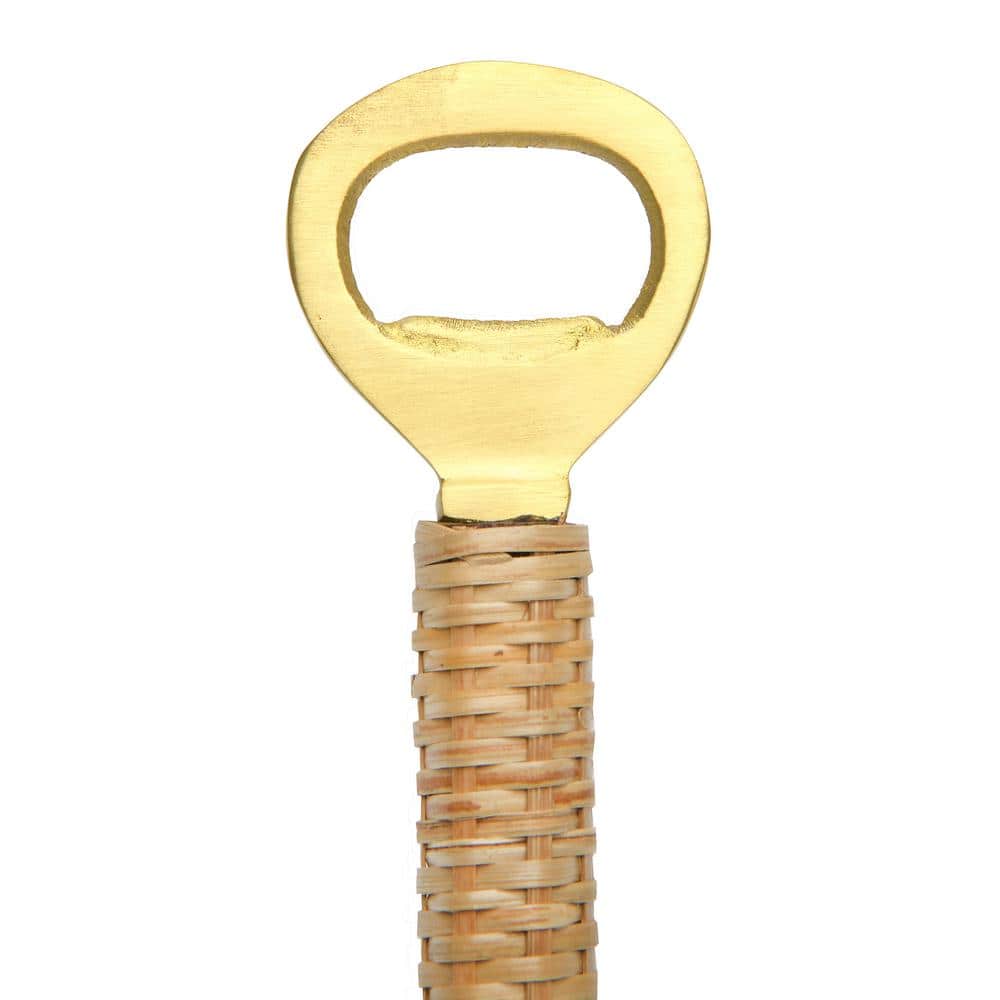 Bamboo and Brass Bottle Opener with Woven Handle